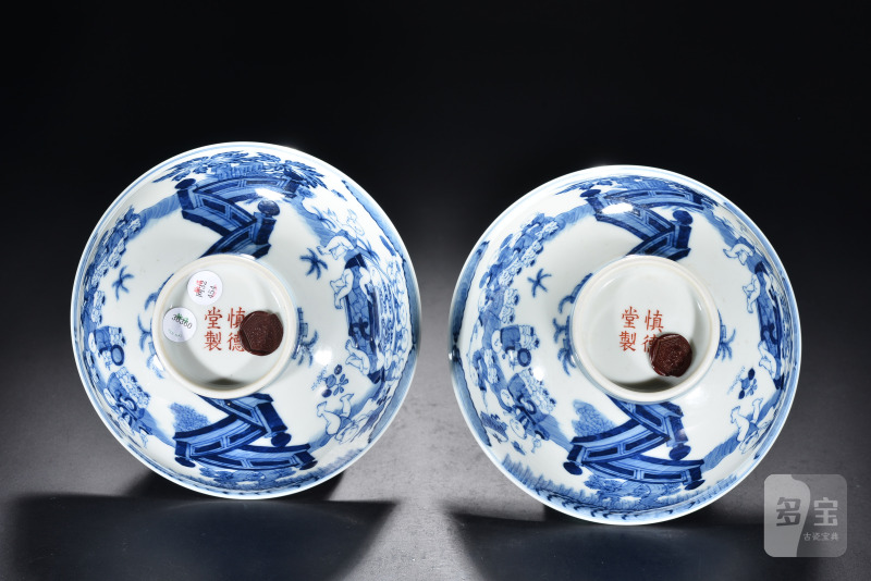 清 青花婴戏纹碗（2件） - 图8